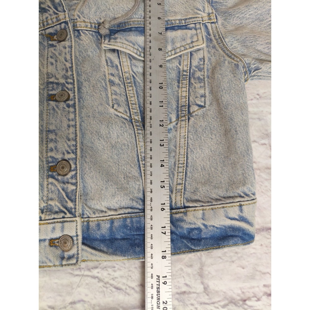 Free People Womens Brando Denim Jacket Size Small acid washed 90s Skater Retro - Picture 5 of 10
